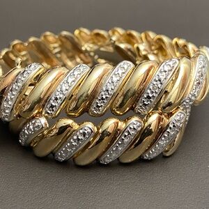 Ross Simons 18k Gold Over 925 Sterling Silver 6 Diamond Accent Bracelet size 7.5